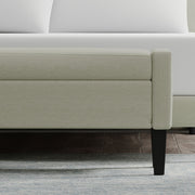 Upholstered Storage Bench with Truncated Arms