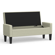Upholstered Storage Bench with Truncated Arms