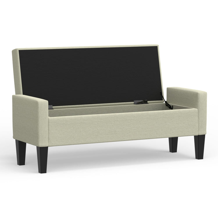 Upholstered Storage Bench with Truncated Arms