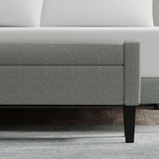 Upholstered Storage Bench with Truncated Arms