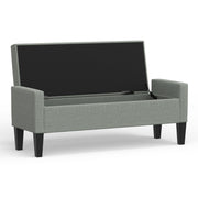 Upholstered Storage Bench with Truncated Arms