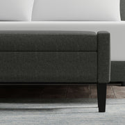 Upholstered Storage Bench with Truncated Arms