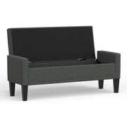 Upholstered Storage Bench with Truncated Arms